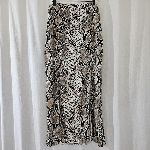 Nasty Gal Maxi Skirt in Black Brown Tan Snake Print Women’s Size 10 - Picture 1 of 3
